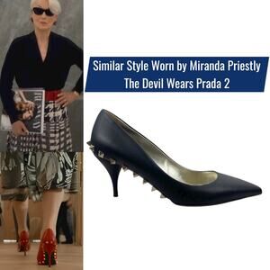 Valentino Garavani Jaw Rockstuds Pointed Toe Pumps Leather Black Size 37